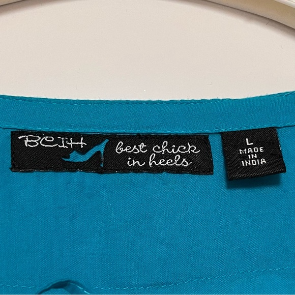 BCIH Boho Tunic Top Beaded Sequins Embellished Blue Hippie Festival Fairy Y2K LG - Picture 12 of 13